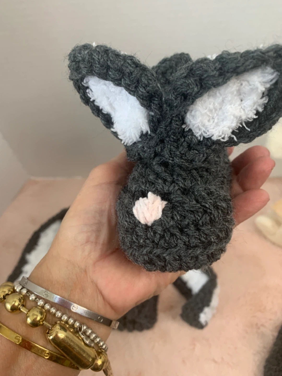 Handmade Crocheted floppy bunny hat set - photo 4
