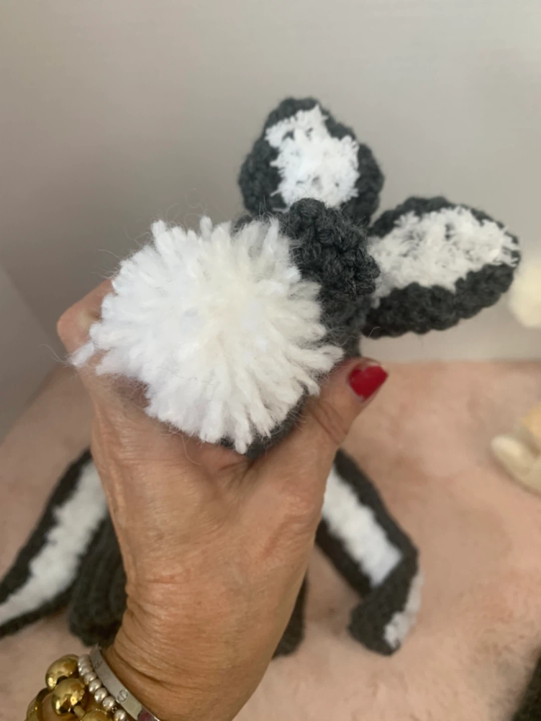 Handmade Crocheted floppy bunny hat set - photo 3