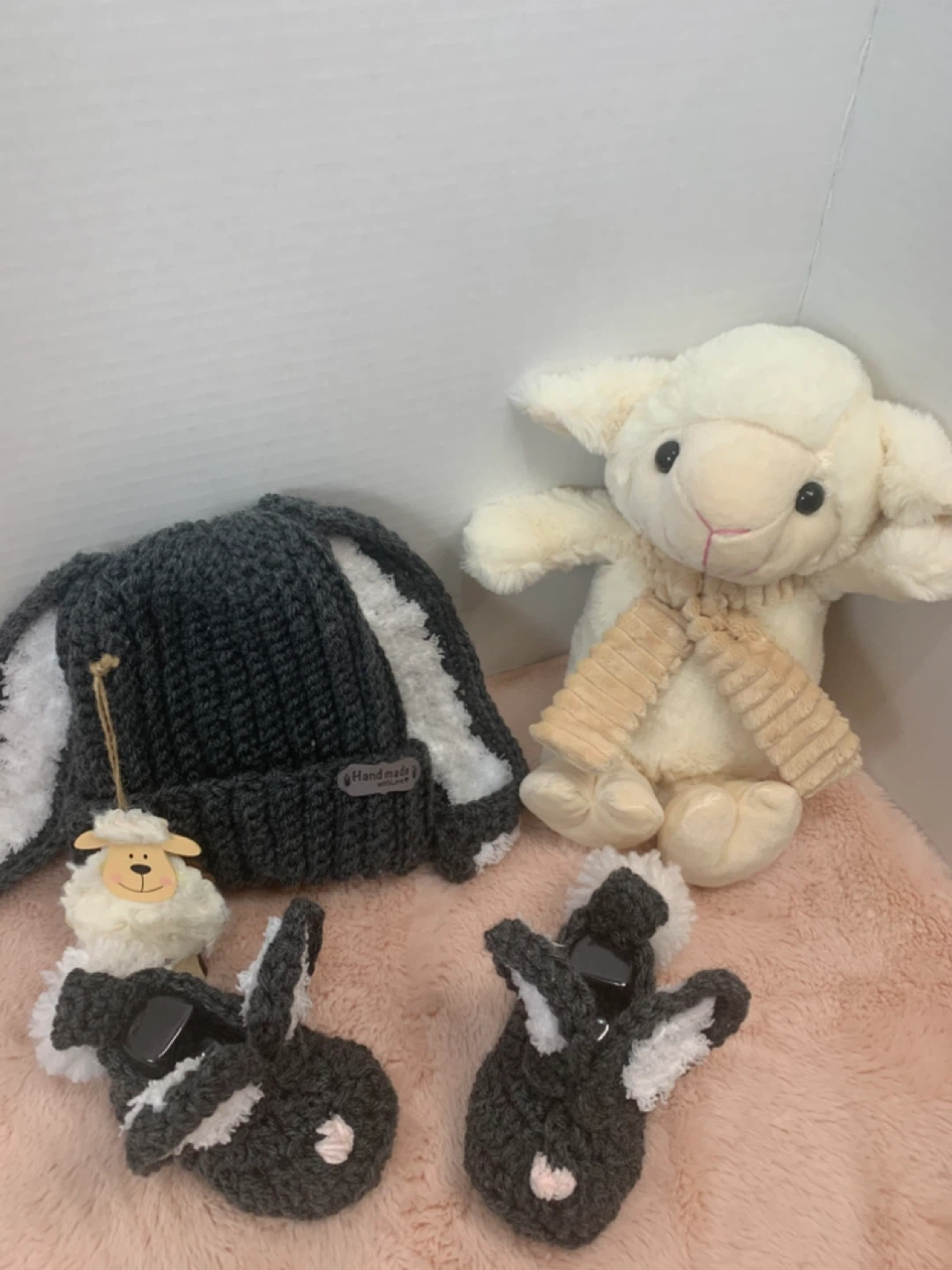 Handmade Crocheted floppy bunny hat set