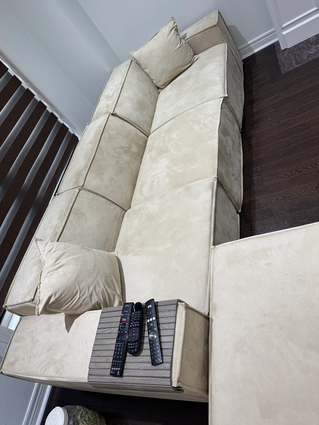 Cream Beige Sectional Sofa with Ottoman - photo 4