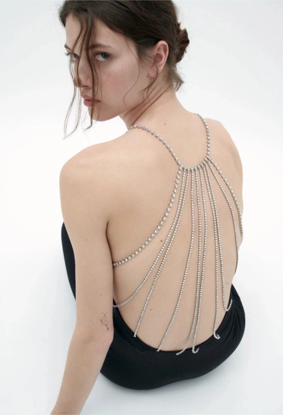 rhinestone chain detail dress