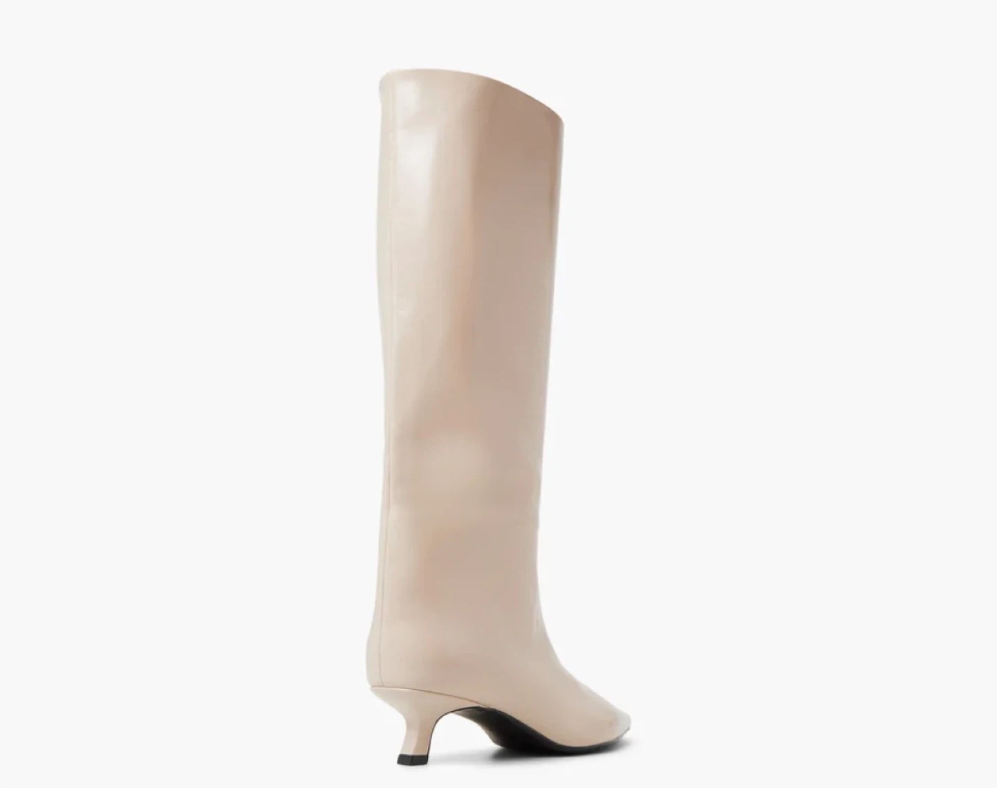 Cream Knee-High Boots with Kitten Heel - photo 3