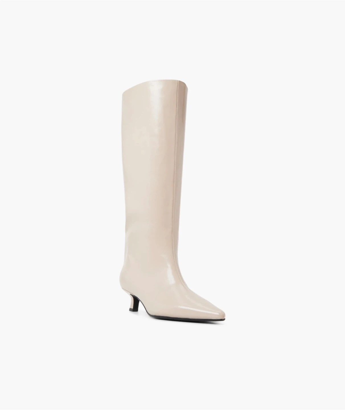 Cream Knee-High Boots with Kitten Heel - photo 2