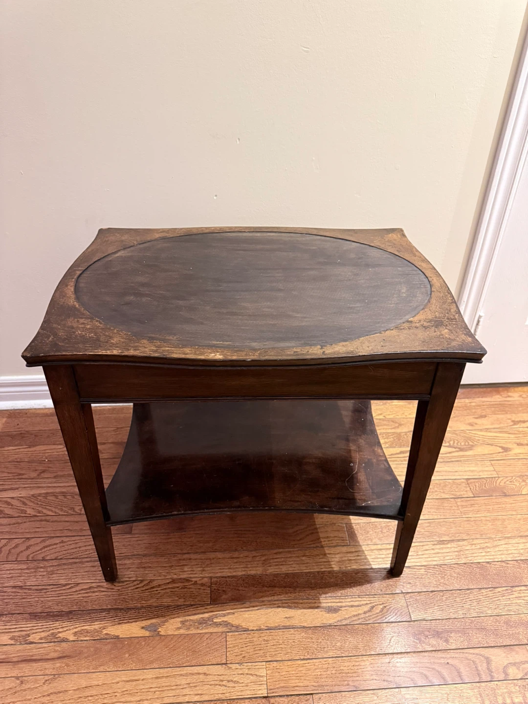 Dark Wood Side Table with Shelf - photo 2