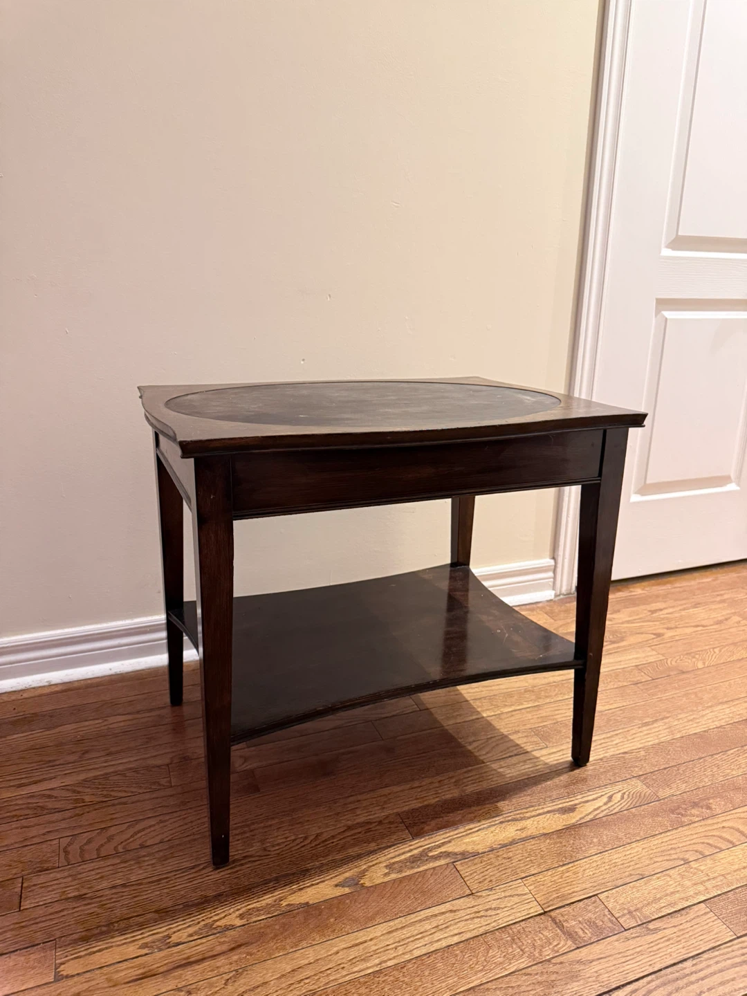 Dark Wood Side Table with Shelf