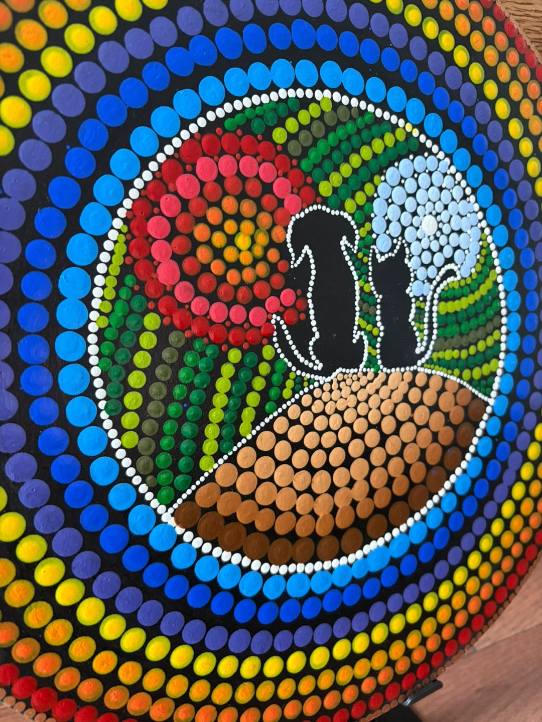 Handmade Dot Painting of Cat & Dog Silhouette -12 inch - photo 4