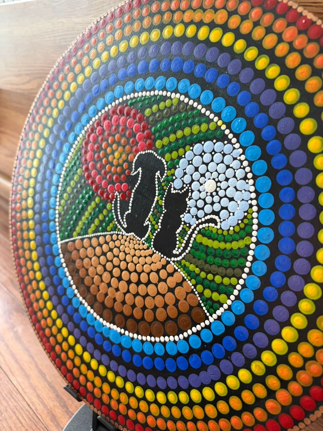Handmade Dot Painting of Cat & Dog Silhouette -12 inch - photo 3