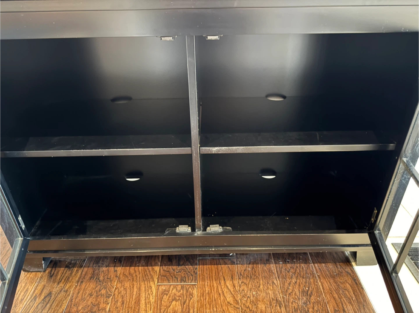 Crate & Barrel Black Media Console Cabinet with Glass Doors - photo 3
