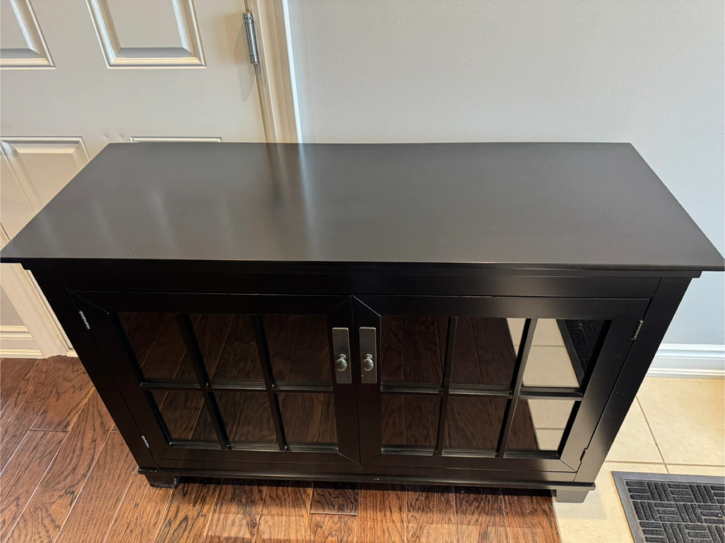 Crate & Barrel Black Media Console Cabinet with Glass Doors - photo 2
