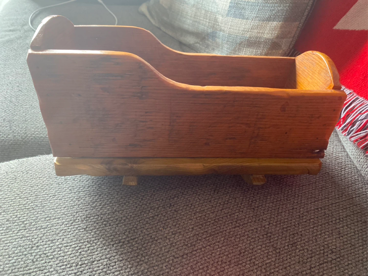 Vintage Homemade Wooden Doll Cradle