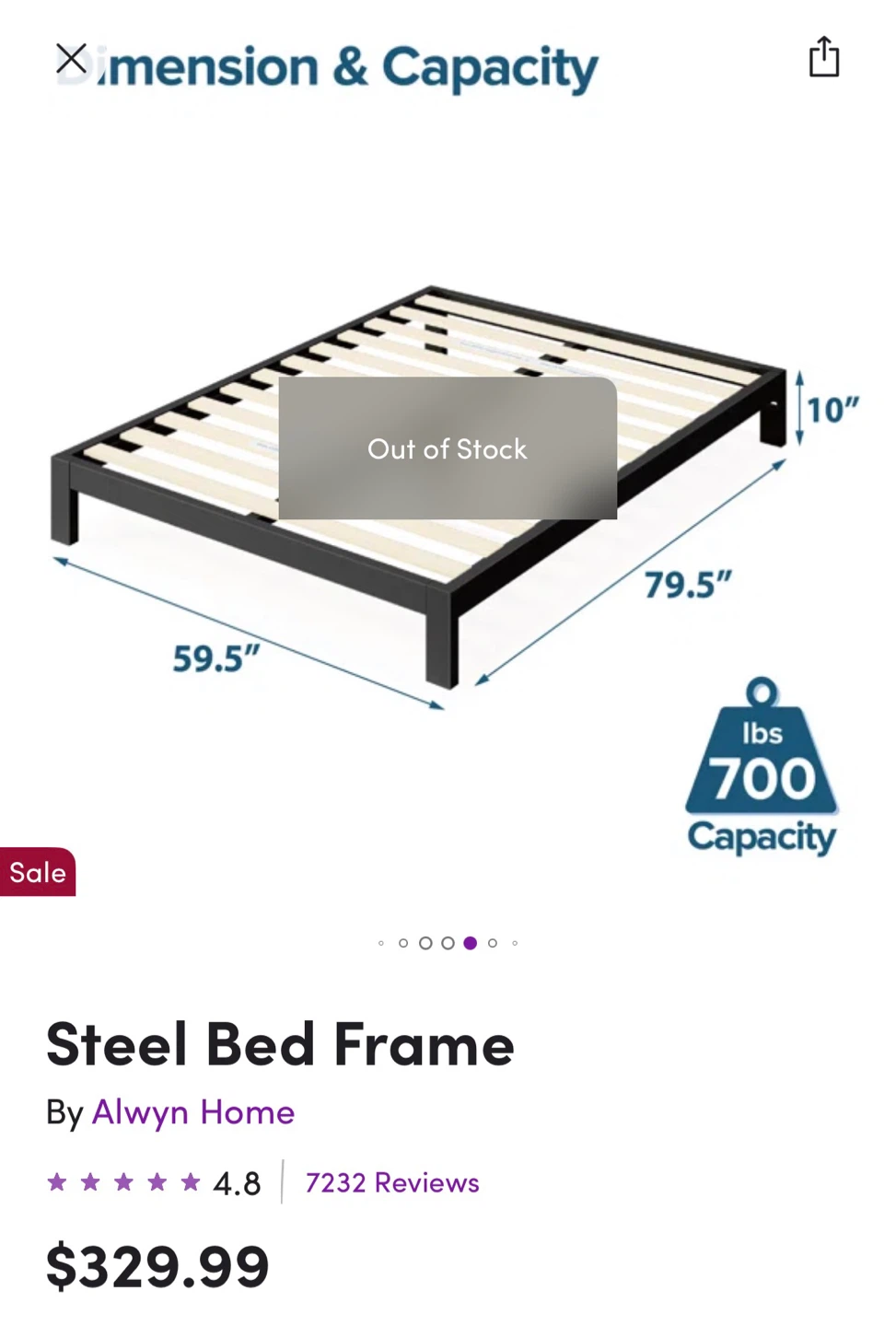 Metal Bed Frame - Queen size - photo 2