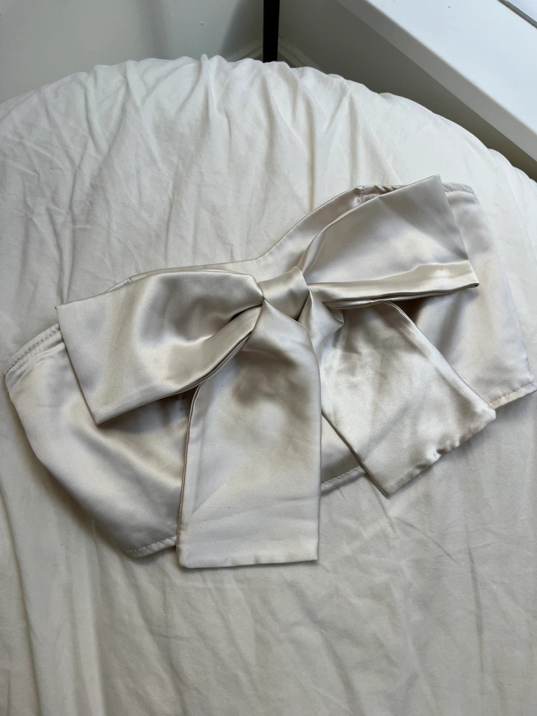Champagne Satin Corset Top with Bow