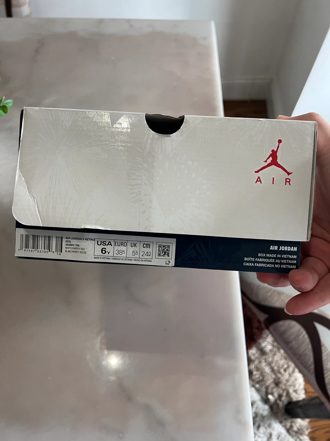 Air Jordan 6 Retro  Shoes Size 6Y White Navy - photo 4