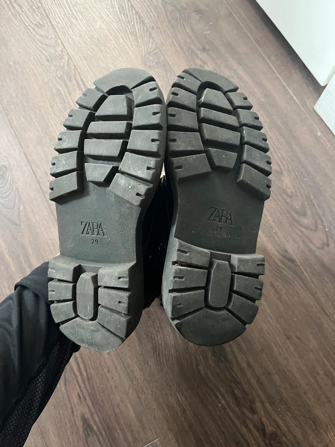 Black Zara Combat Boots with Flower Detail - photo 3