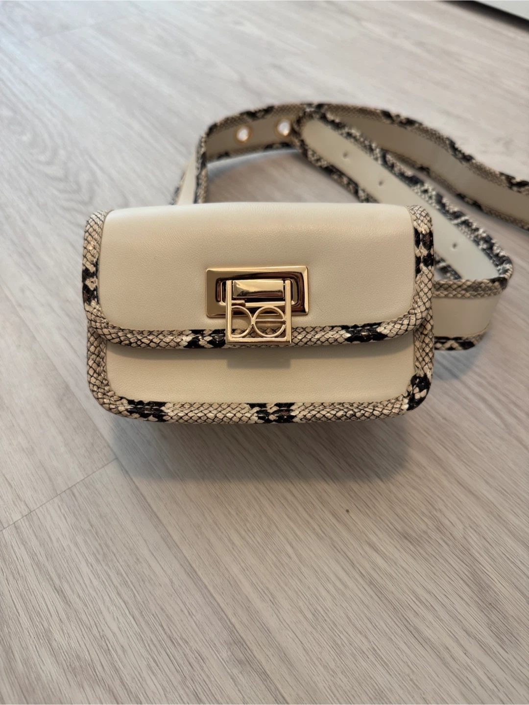 Chloe belt /crossbody bag with snake print trim