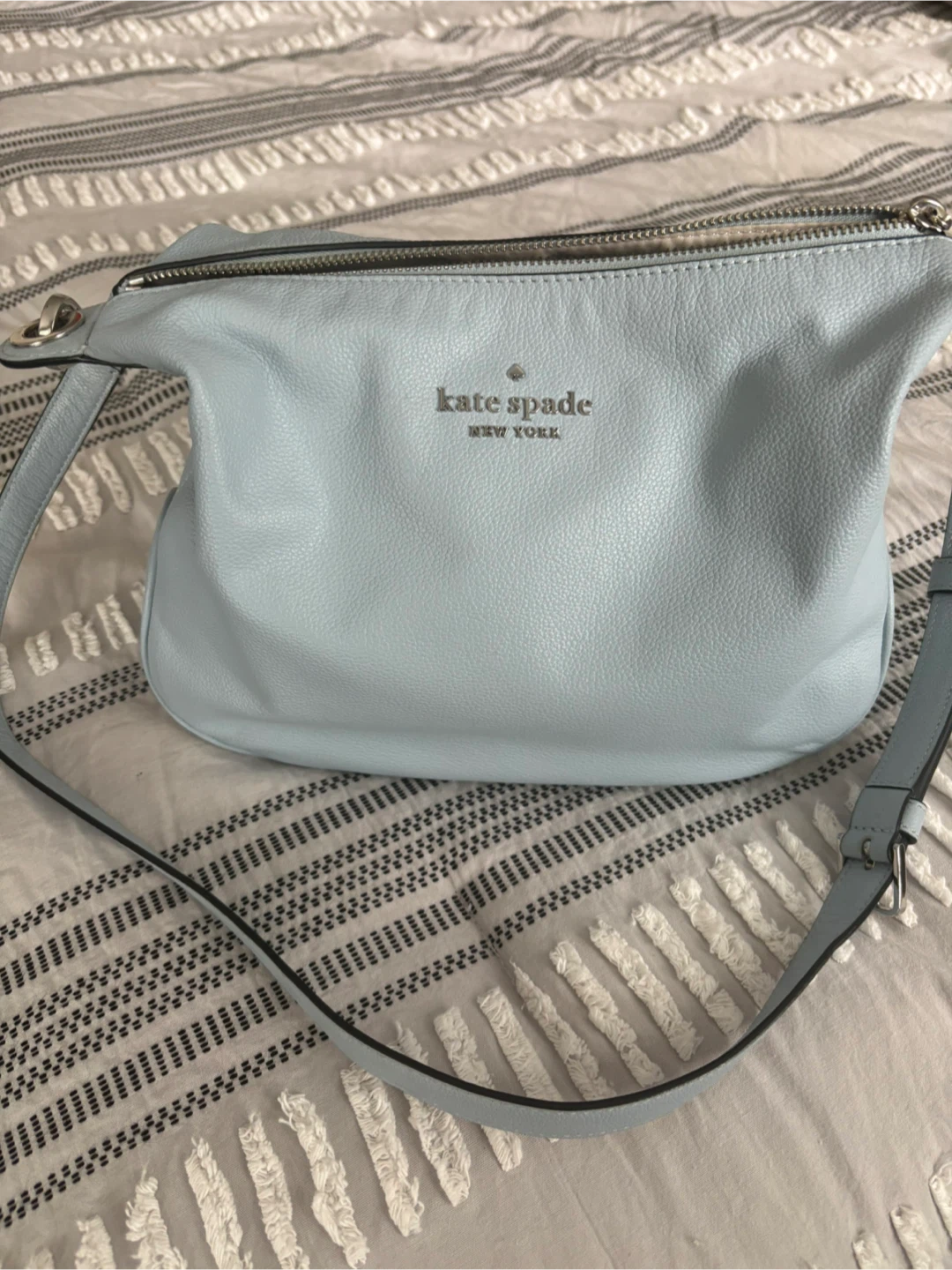 Kate Spade New York Light Blue Leather Crossbody Purse