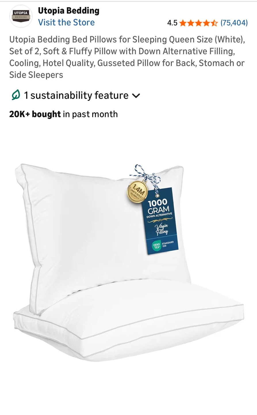 Utopia Bedding Queen Size Bed Pillows - Pack of 2 - photo 2
