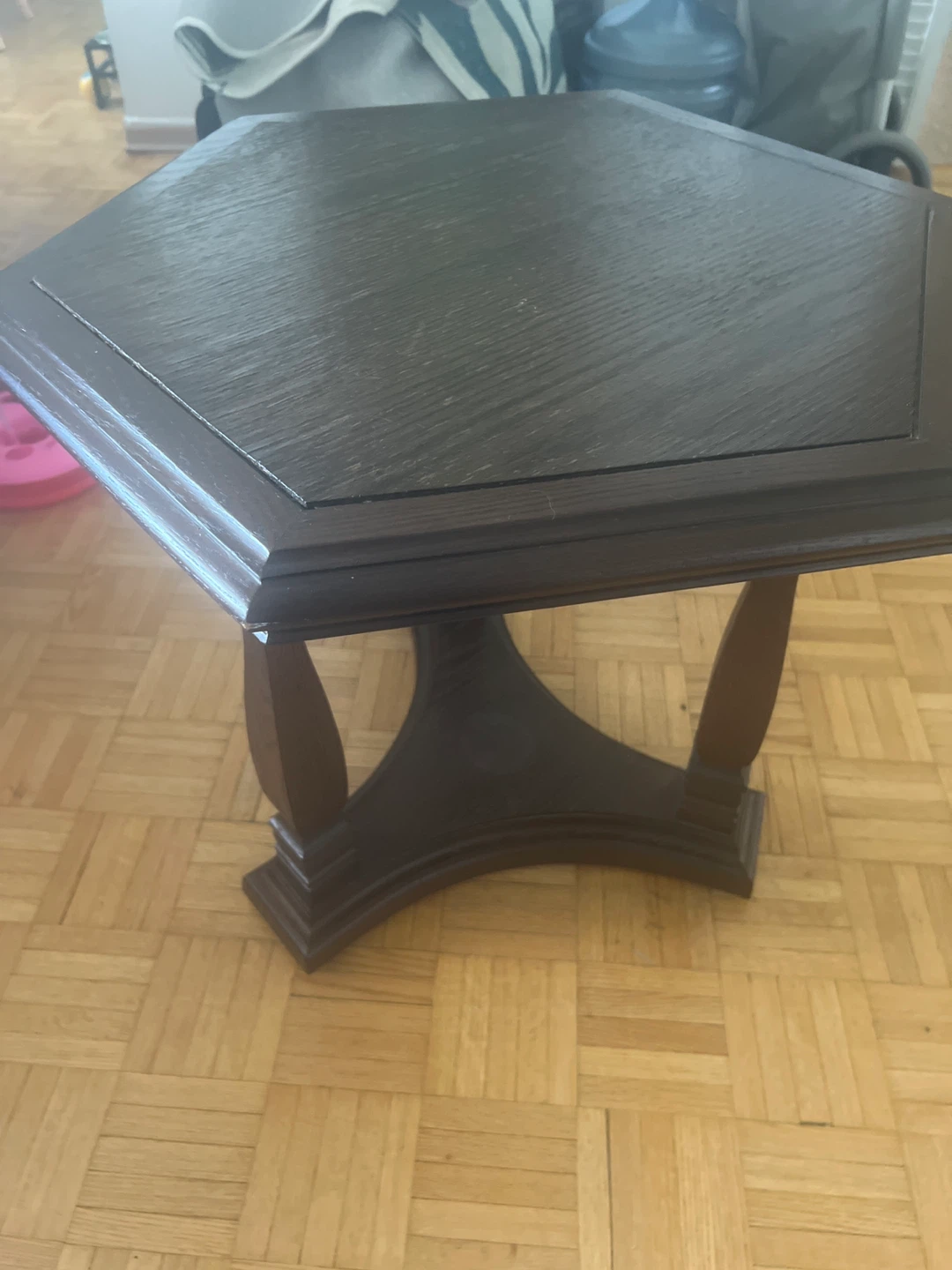 Hexagonal Side Table - Dark Wood