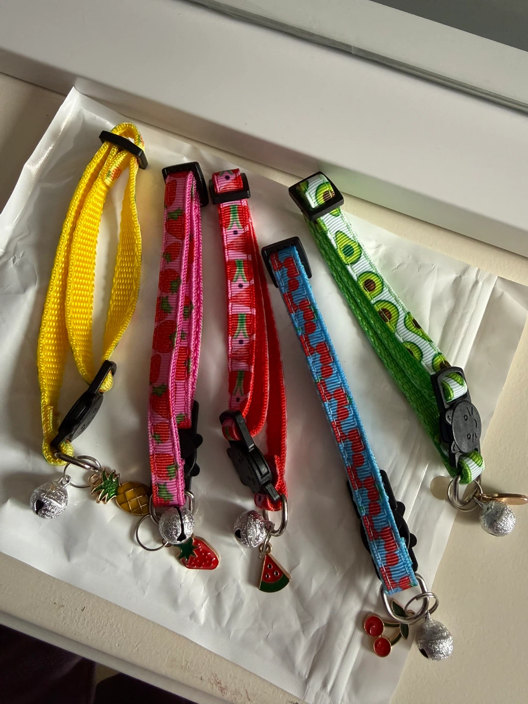 Pet Collar with Cherry Pattern and Bell 🌱