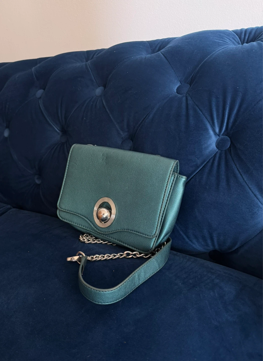 Teal Crossbody Purse with Chain Strap - photo 2