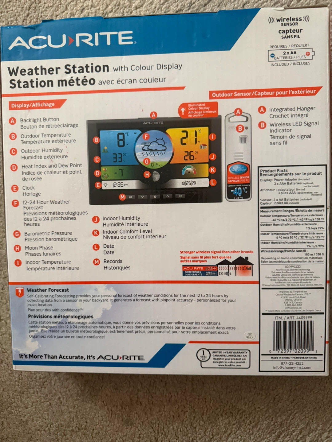 Acu Rite Wireless Weather Station with Colour Display - photo 3