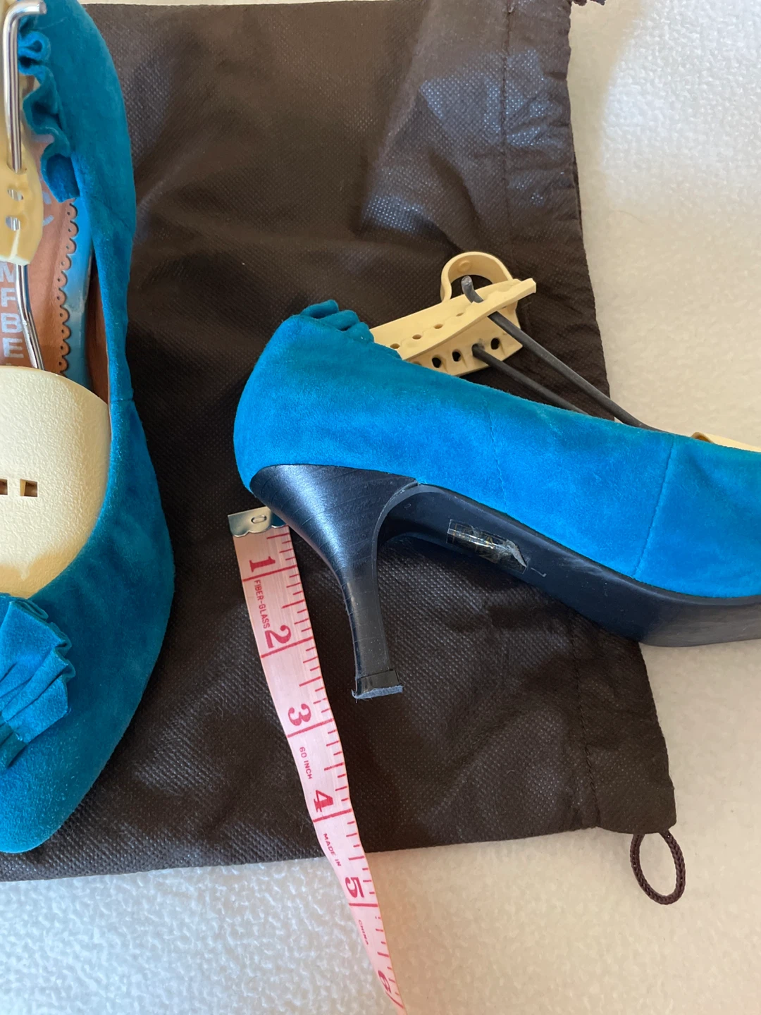Frey Campbell Teal Suede Ruched Heels - photo 3