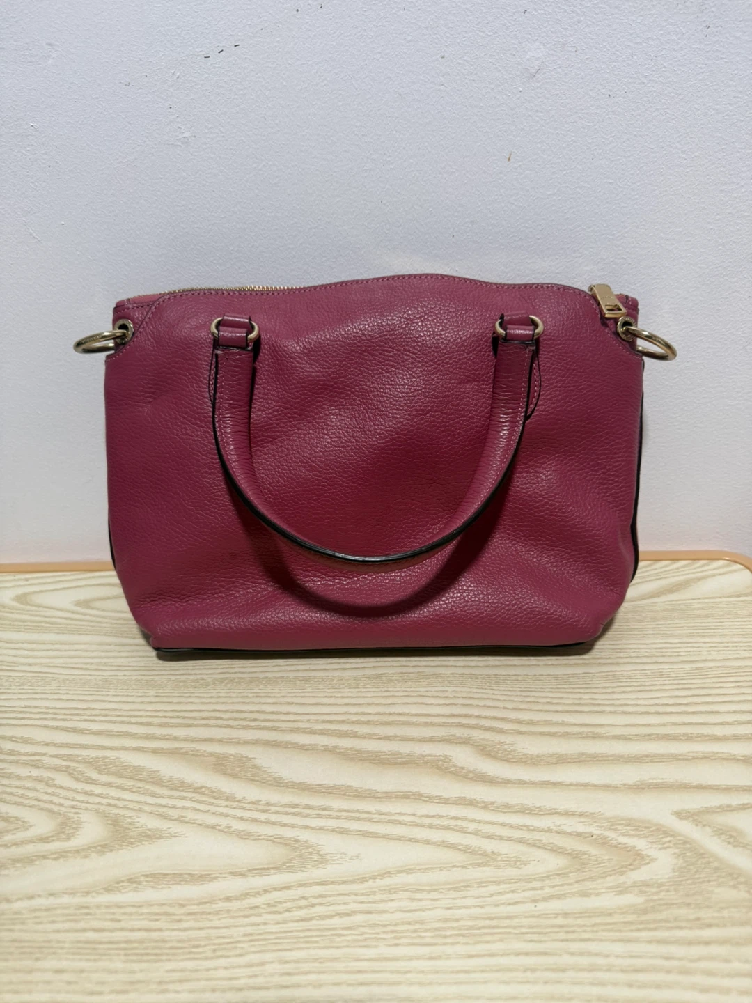 Coach Pebble Leather Satchel Handbag - Magenta - photo 2