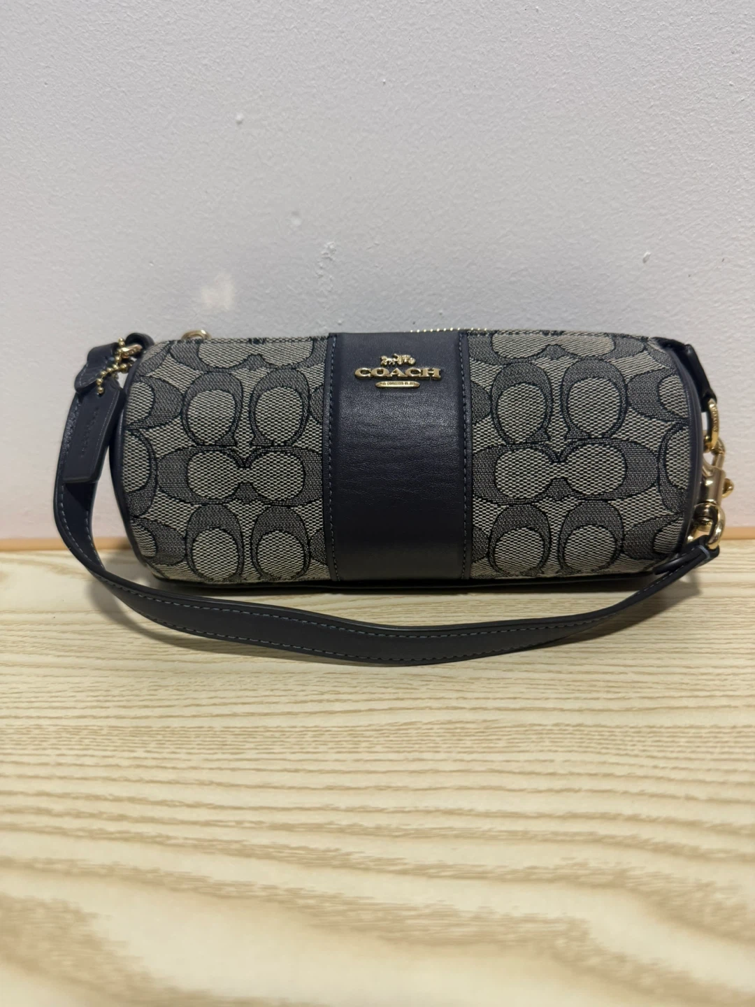 COACH Signature Monogram Cylindrical Pouch