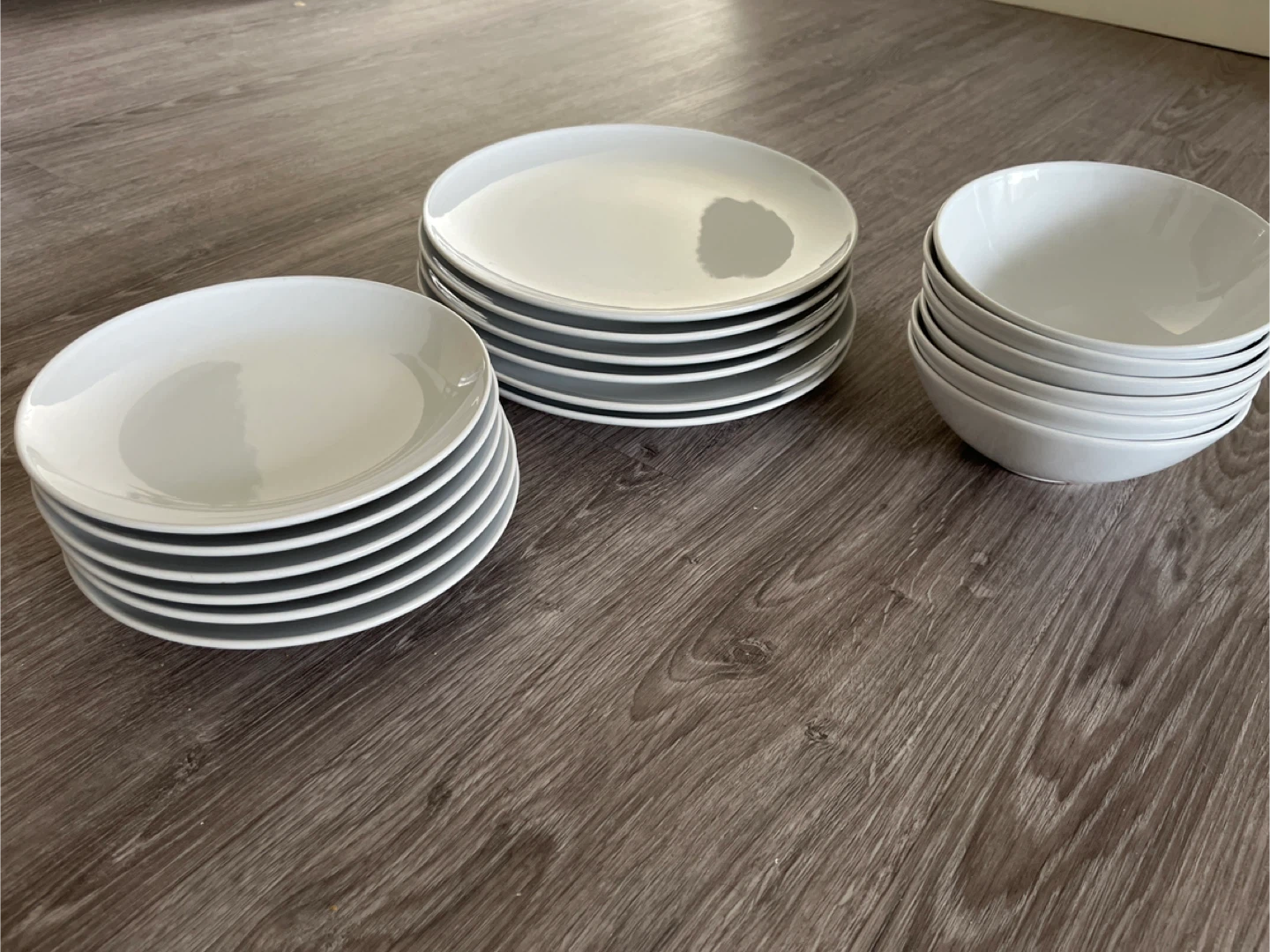 Set of 12 White Plates and Bowls