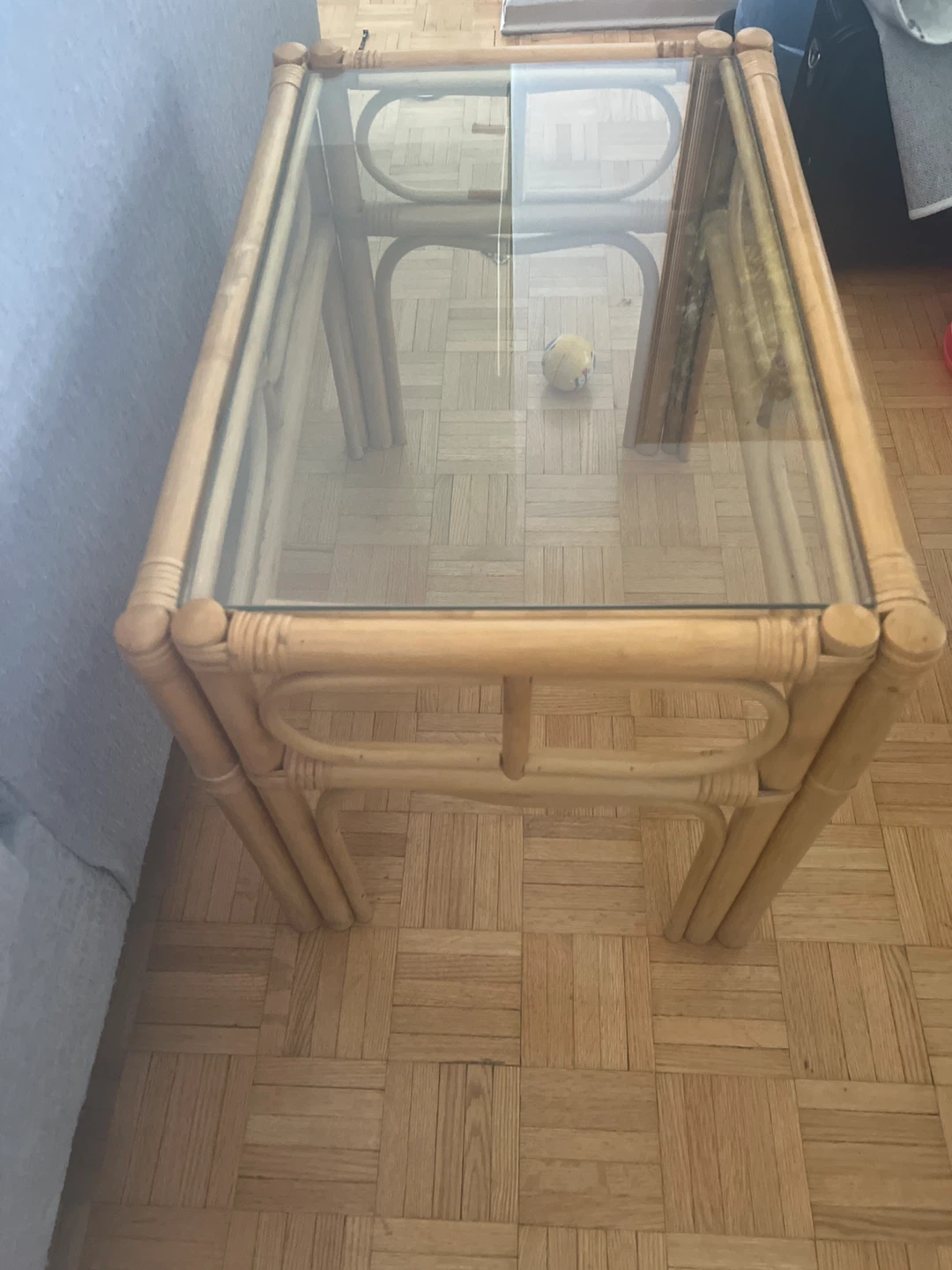 Rattan and Glass Side Table - photo 2