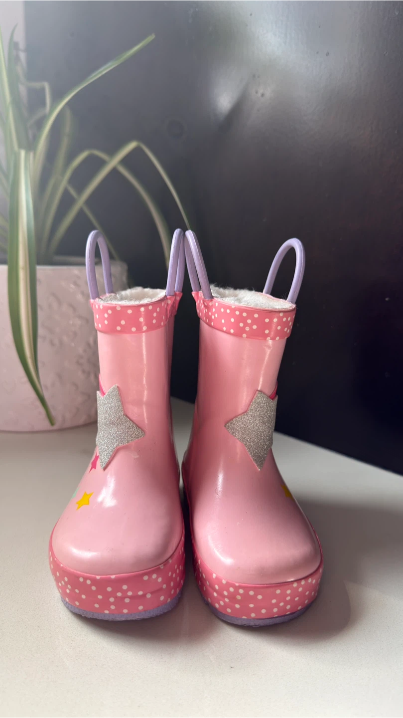 Pink Rainbow Girls Rain Boots Size 5T - photo 2