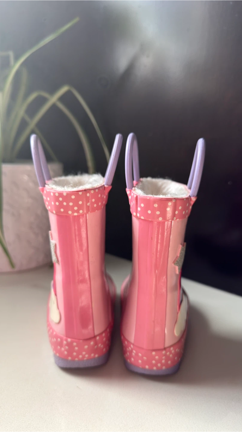Pink Rainbow Girls Rain Boots Size 5T - photo 3