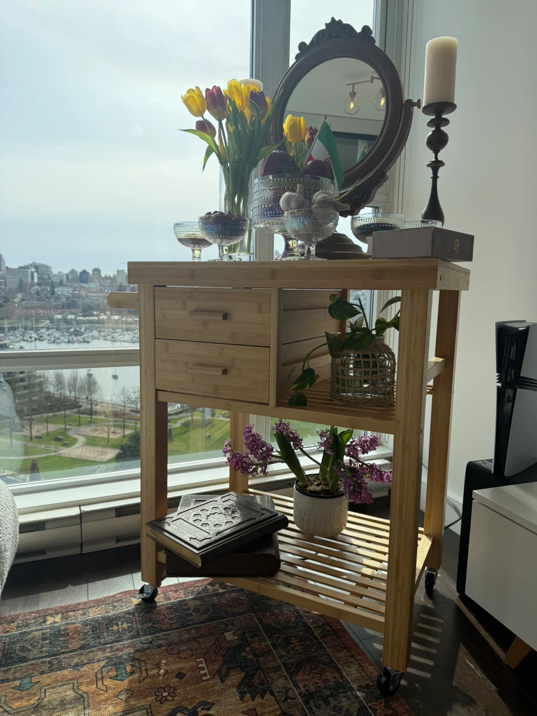 Bamboo Kitchen Cart with Drawers