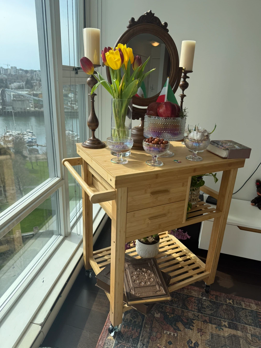 Bamboo Kitchen Cart with Drawers - photo 2