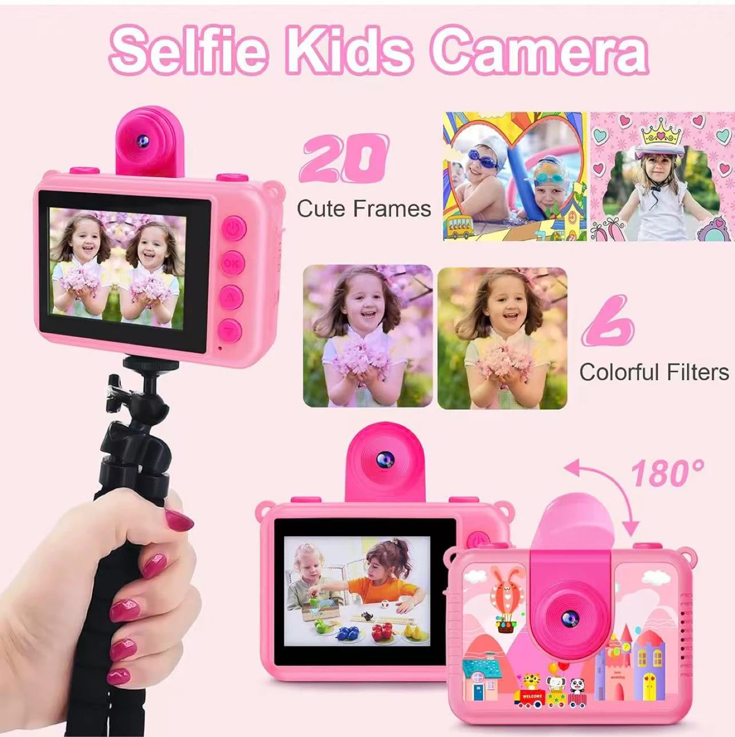 Pink Kids Waterproof Action Camera with 32GB Card - photo 4