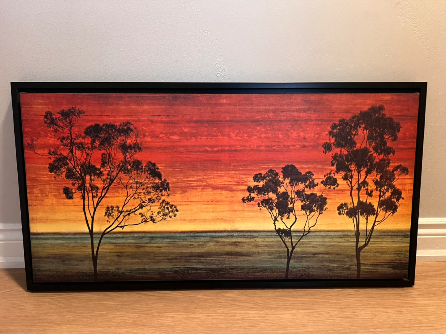 Framed Canvas Wall Art - Sunset Trees