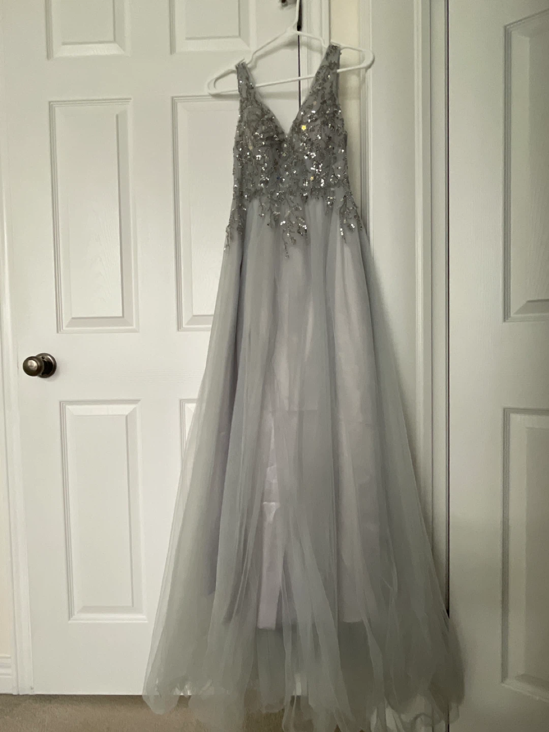 Sparkly Grey Tulle Formal Dress