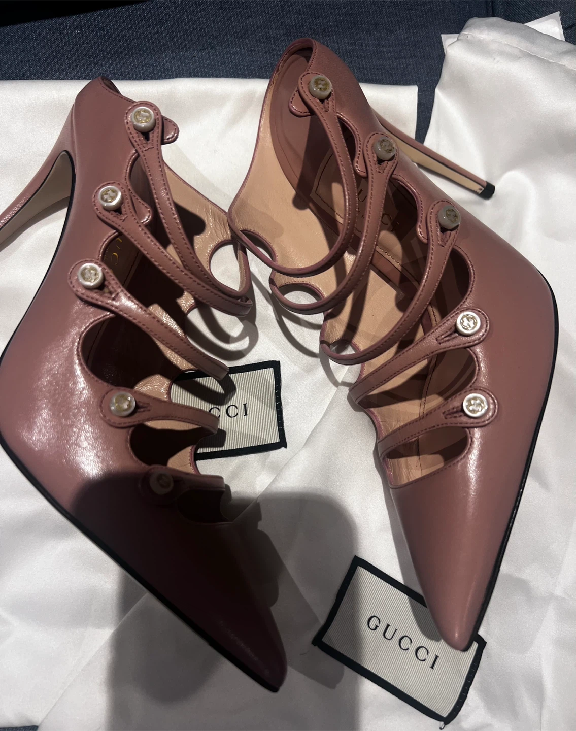 Gucci Pink Leather Cage Heels - photo 5