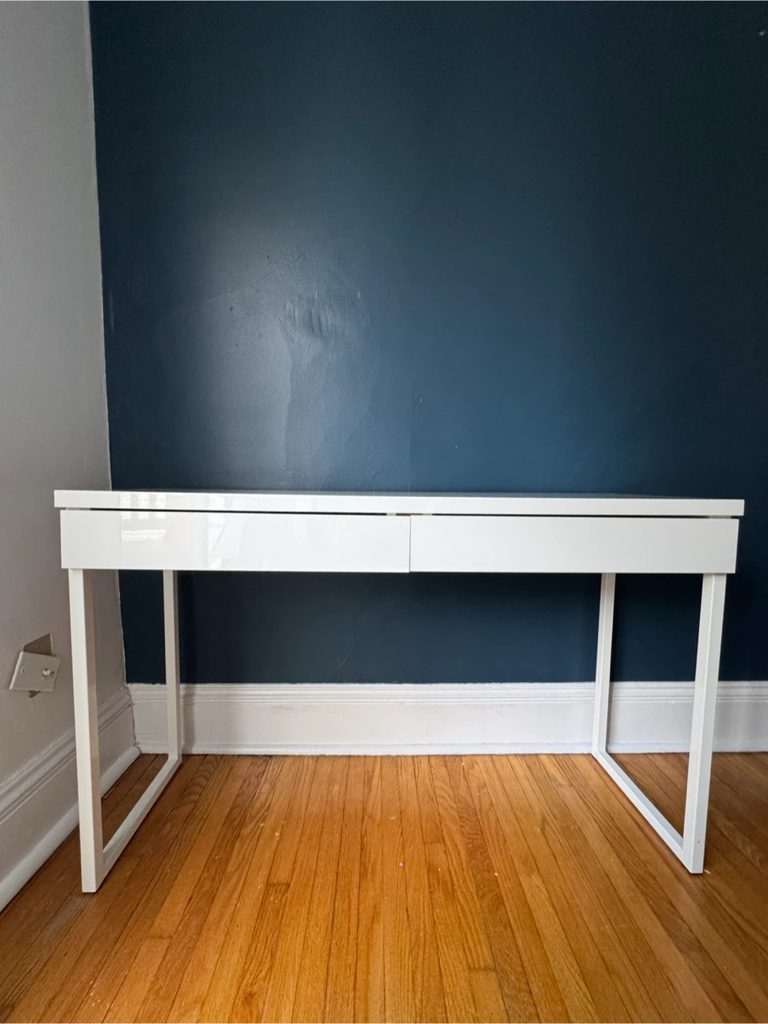 White Two-Drawer Desk