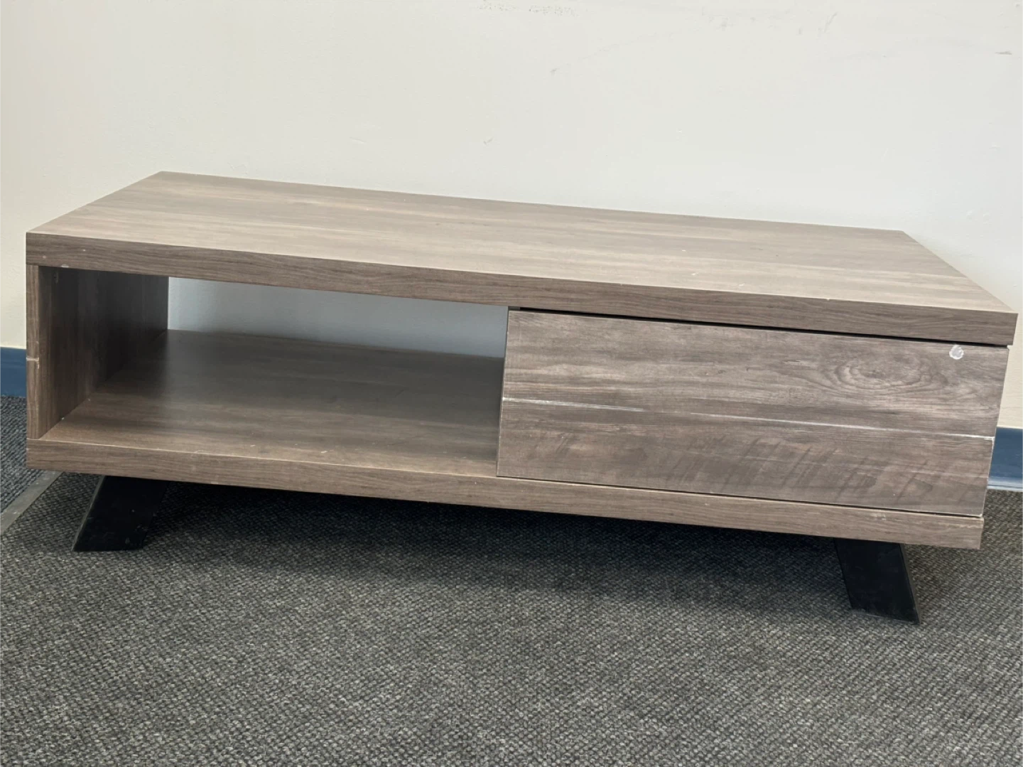 Modern Wood Coffee Table with Drawer and Shelf