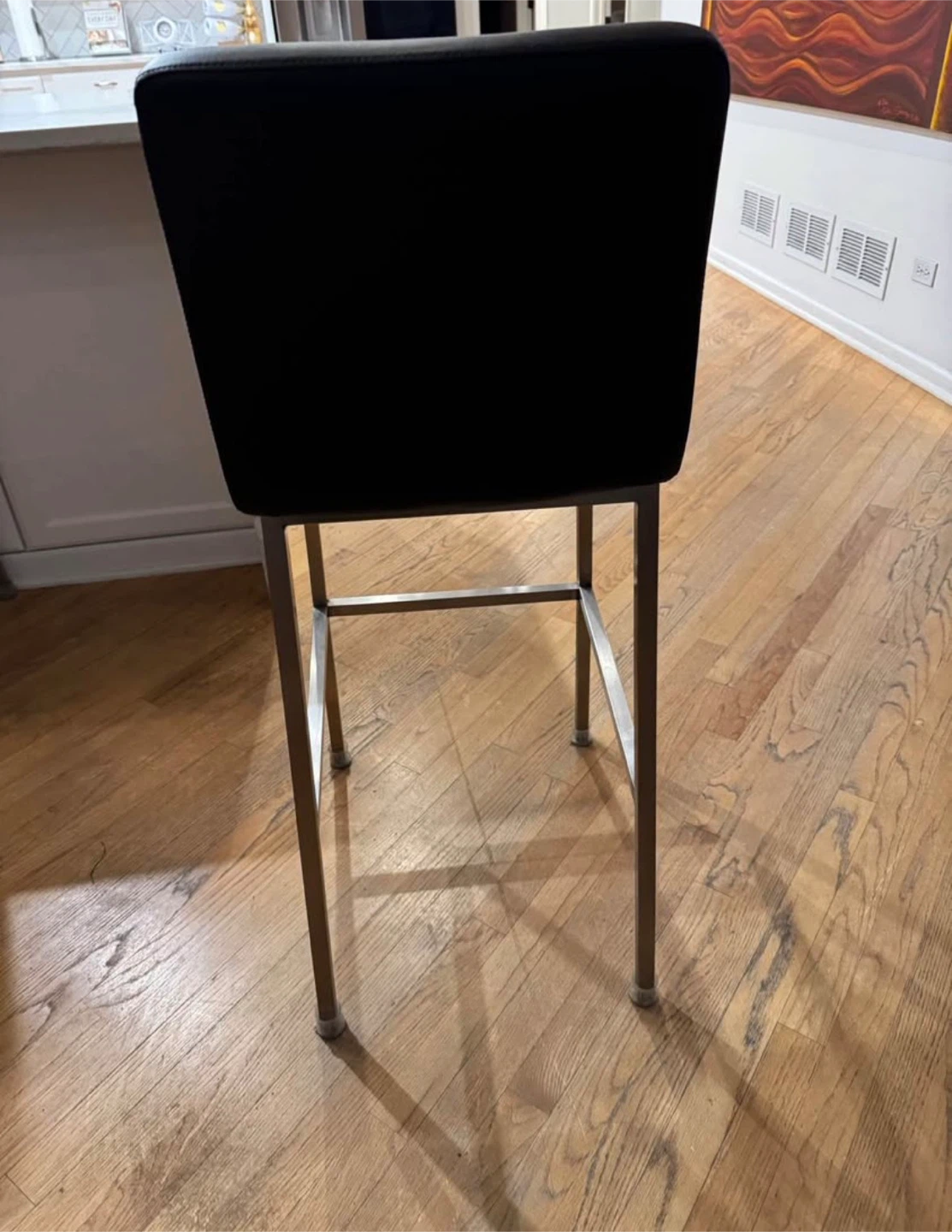 Black  Leather Bar Stool with Stainless Steel Legs - photo 4