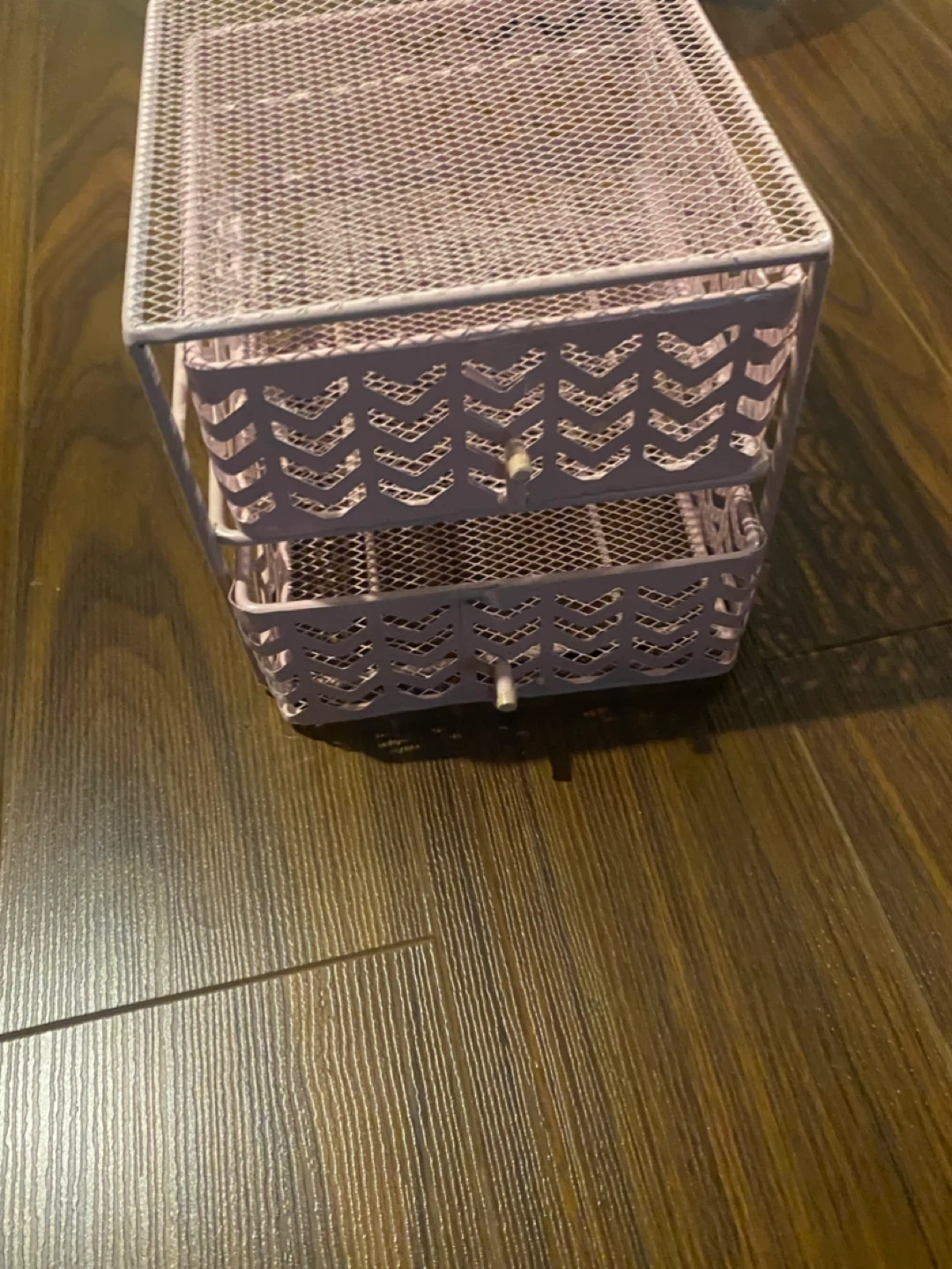 Pink Metal Desk Organizer with 2 Drawers
