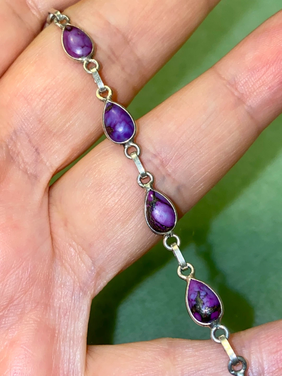 Sugilite Tear 925 Silver Drop Bracelet - photo 5