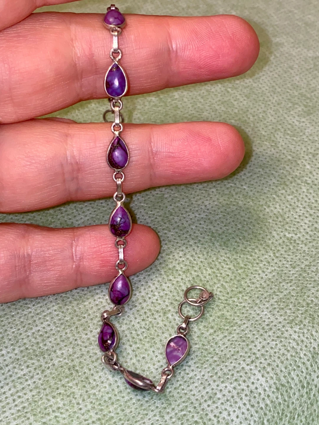 Sugilite Tear 925 Silver Drop Bracelet - photo 4
