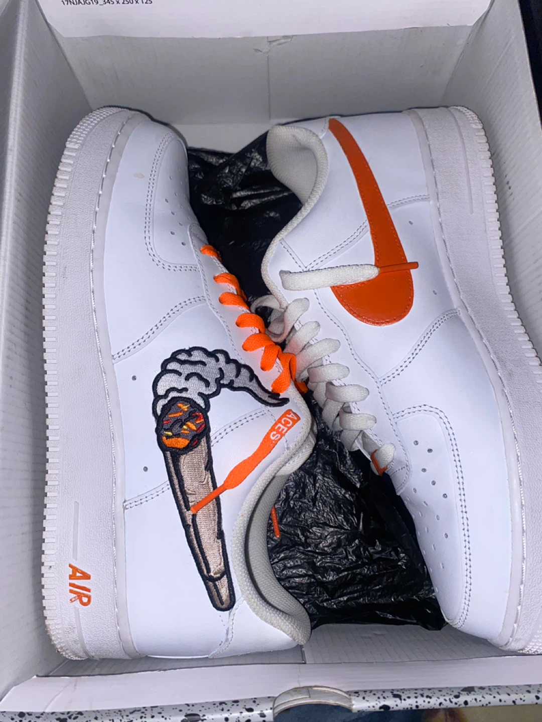 Nike Air Force 1 Custom Sneakers White Orange - photo 2