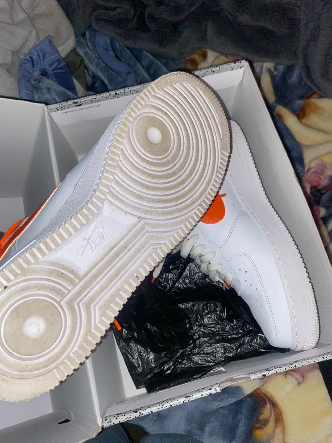 Nike Air Force 1 Custom Sneakers White Orange - photo 3