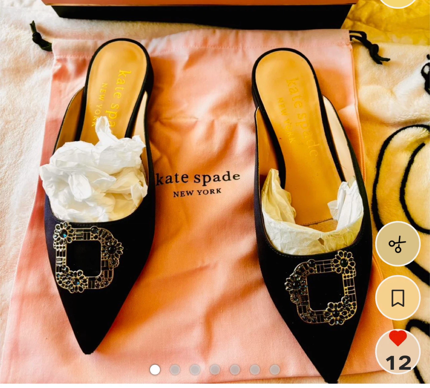 Kate Spade Navy blue  Embellished Pointed Toe Mules Size 10B