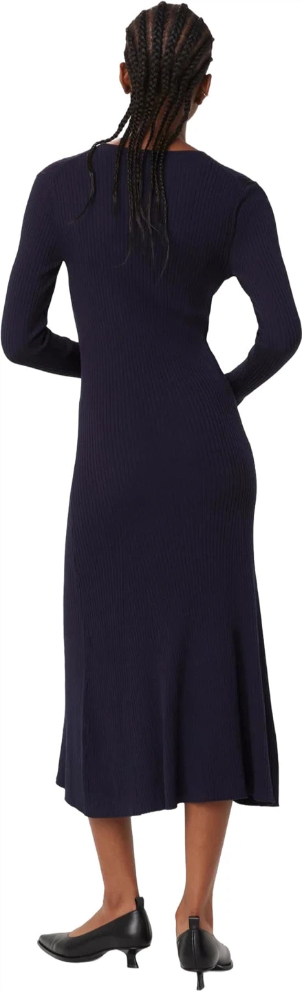Dark Navy Blue Ribbed Knit Midi Dress - photo 3