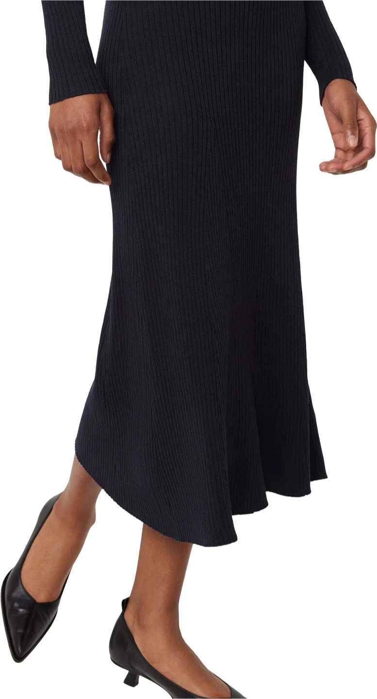 Dark Navy Blue Ribbed Knit Midi Dress - photo 4