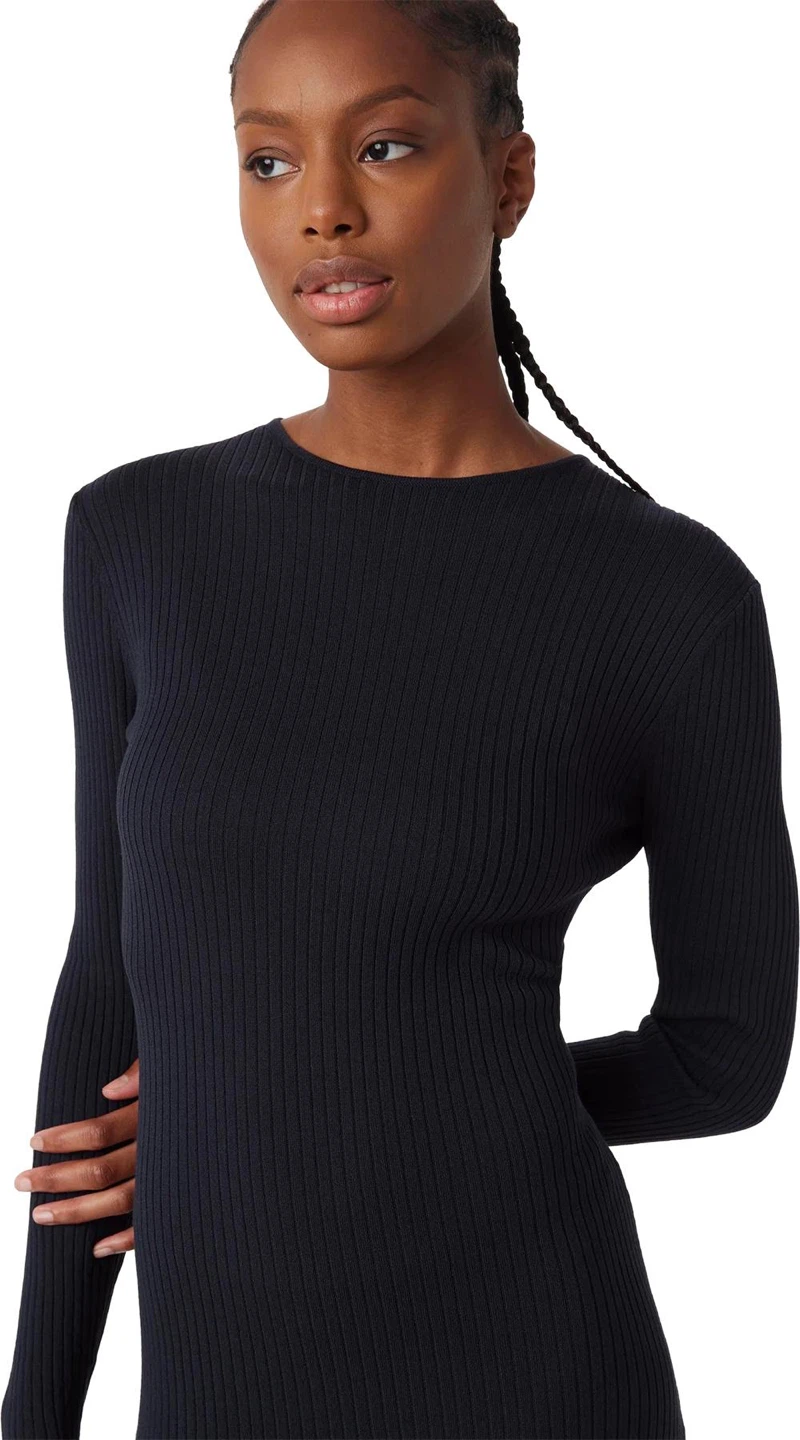 Dark Navy Blue Ribbed Knit Midi Dress - photo 5